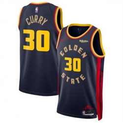 Men Golden State Warriors 30 Stephen Curry Navy 2024 25 City Edition Stitched Basketball Jersey