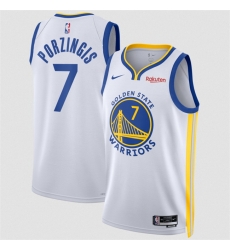 Men Golden State Warriors  7 Kristaps Porzingis White 2026 Association Edition Swingman Stitched Basketball Jersey