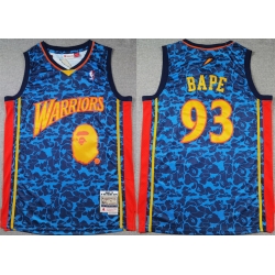 Men Golden State Warriors 93 Bape Royal Throwback Stitched Jersey