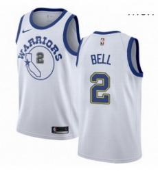 Mens Nike Golden State Warriors 2 Jordan Bell Swingman White Hardwood Classics NBA Jersey 