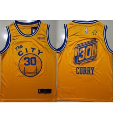 Warriors 30 Stephen Curry Yellow City Edition Nike Swingman Jersey