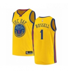 Womens Golden State Warriors 1 DAngelo Russell Swingman Gold Basketball Jersey City Edition 