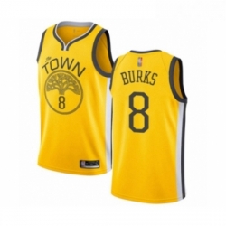 Womens Golden State Warriors 8 Alec Burks Yellow Swingman Jersey Earned Edition 