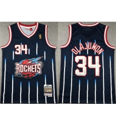 Men Houston Rockets 34 Hakeem Olajuwon Navy 1996 97 Mitchell  26 Ness Hardwood Classics Swingman Stitched Basketball Jersey