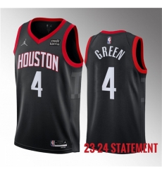 Men Houston Rockets 4 Jalen Green Black 2023 Statement Edition Stitched Basketball Jersey