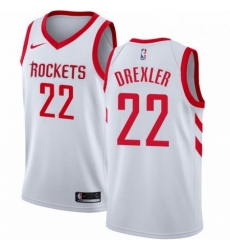 Mens Nike Houston Rockets 22 Clyde Drexler Swingman White Home NBA Jersey Association Edition