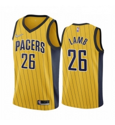 Men Indiana Pacers 26 Jeremy Lamb Gold NBA Swingman 2020 21 Earned Edition Jersey