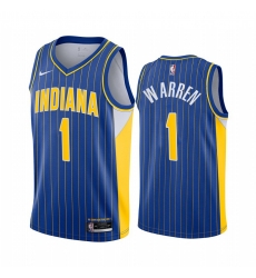 Men Nike Indiana Pacers 1 TJ Warren Blue NBA Swingman 2020 21 City Edition Jersey