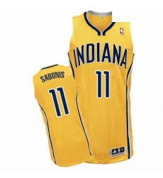 Mens Adidas Indiana Pacers 11 Domantas Sabonis Authentic Gold Alternate NBA Jersey 