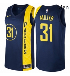 Mens Nike Indiana Pacers 31 Reggie Miller Authentic Navy Blue NBA Jersey City Edition