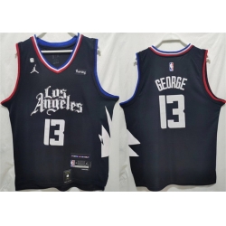 Men Los Angeles Clippers 13 Paul George Black Stitched Jersey