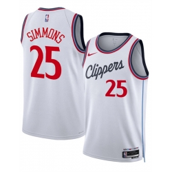 Men Los Angeles Clippers 25 Ben Simmons White 2024 25 Stitched Jersey