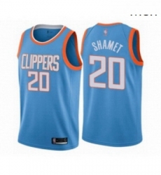 Mens Los Angeles Clippers 20 Landry Shamet Authentic Blue Basketball Jersey City Edition 