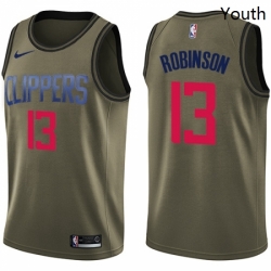 Youth Nike Los Angeles Clippers 13 Jerome Robinson Swingman Green Salute to Service NBA Jersey 