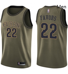 Pelicans #22 Derrick Favors Green Basketball Swingman Salute to Service Jersey