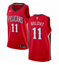 Womens Nike New Orleans Pelicans 11 Jrue Holiday Swingman Red Alternate NBA Jersey Statement Edition