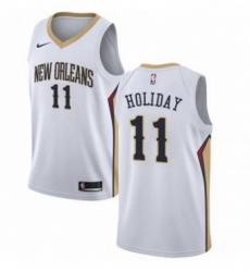 Youth Nike New Orleans Pelicans 11 Jrue Holiday Swingman White Home NBA Jersey Association Edition