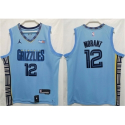 Men Memphis Grizzlies 12 Ja Morant Blue Stitched Jersey