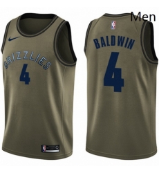 Mens Nike Memphis Grizzlies 4 Wade Baldwin Swingman Green Salute to Service NBA Jersey 