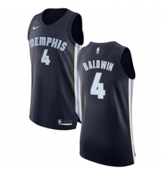 Youth Nike Memphis Grizzlies 4 Wade Baldwin Authentic Navy Blue Road NBA Jersey Icon Edition 