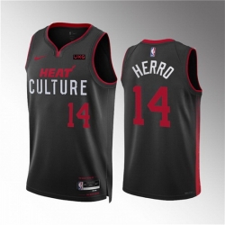 Men Miami Heat 14 Tyler Herro Black 2023 24 City Eddition Stitched Basketball Jersey