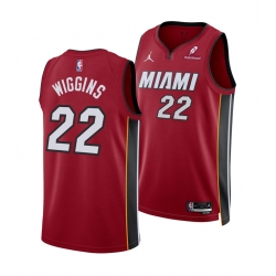 Men Miami Heat 22 Andrew Wiggins Red 2025 Statement Edition Swingman Stitched Basketball Jersey