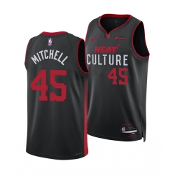 Men Miami Heat 45 Davion Mitchell Black 2025 City Edition Stitched Basketball Jersey