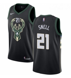 Youth Adidas Milwaukee Bucks 21 Tony Snell Authentic Black Alternate NBA Jersey Statement Edition 