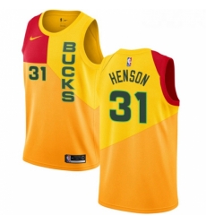 Youth Nike Milwaukee Bucks 31 John Henson Swingman Yellow NBA Jersey City Edition 