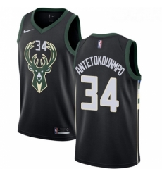 Youth Nike Milwaukee Bucks 34 Giannis Antetokounmpo Swingman Black Alternate NBA Jersey Statement Edition