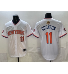 Men New Yok Knicks  11 Jalen Brunson White 2026 Finals Patch Stitched Baseball Jersey