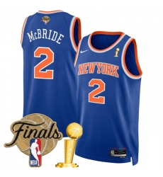 Men New Yok Knicks  2 Miles McBride Blue 2026 Finals Patch And Finals Champions Patch Icon Edition Stitched Basketball Jersey