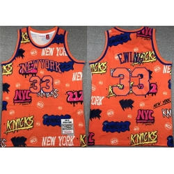 Men New Yok Knicks 33 Patrick Ewing Orange 1991 92 Throwback Stitched Jersey