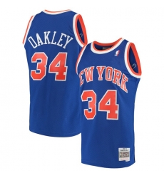 Men New Yok Knicks 34 Charles Oakley Blue Swingman Stitched Jersey Men New Yok Knicks 34 Charles Oakley Blue Swingman Stitched Jersey