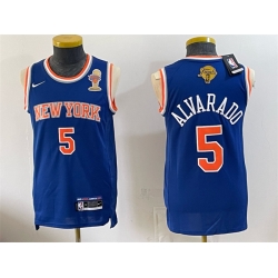 Men New Yok Knicks  5 Jose Alvarado Blue 2026 Finals Patch   Finals Champions Patch Stitched Jersey
