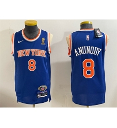 Men New Yok Knicks 8 OG Anunoby Blue 2026 Finals Champions Patch Stitched Jersey Men New Yok Knicks 8 OG Anunoby Blue 2026 Finals Champions Patch Stitched Jersey