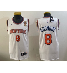 Men New Yok Knicks 8 OG Anunoby White 2026 Finals Champions Patch Stitched Jersey Men New Yok Knicks 8 OG Anunoby White 2026 Finals Champions Patch Stitched Jersey
