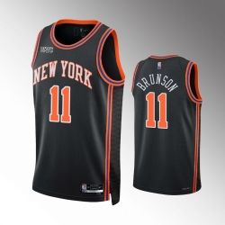 Men New York Knicks 2021 22 Jalen Brunson #11 City Edition Black Jersey