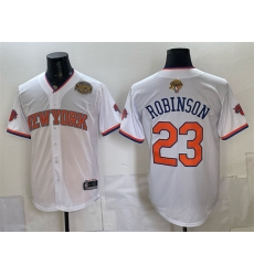 Men New York Knicks Mitchell Robinson White 2026 Finals Eastern Conference Champions Patch Stitched Baseball Jersey Men New York Knicks Mitchell Robinson White 2026 Finals Eastern Conference Champions Patch Stitched Baseball Jersey