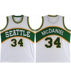 Men Seattle Supersonics 34 Xavier McDaniel White Stitched Basketball Jersey