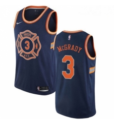 Mens Nike New York Knicks 3 Tracy McGrady Authentic Navy Blue NBA Jersey City Edition