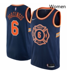 Womens Nike New York Knicks 6 Kristaps Porzingis Swingman Navy Blue NBA Jersey City Edition 