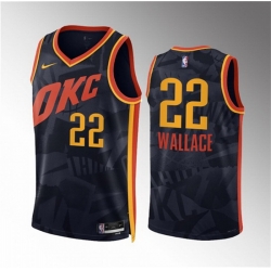 Men Oklahoma City Thunder 22 Cason Wallace Black 2023 24 City Edition Stitched Basketball Jersey