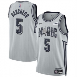 Men Orlando Magic 5 Paolo Banchero Silver 2024 25 City Edition Stitched Basketball Jersey