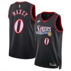 Men Philadelphia 76ers 0 Tyrese Maxey Black 2025 Classic Edition Stitched Jersey