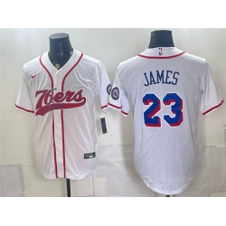 Men Philadelphia 76ers  LeBron James White Cool Base Stitched Baseball Jersey