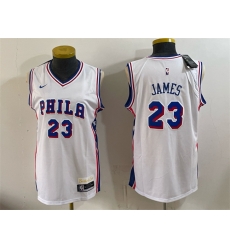 Women Philadelphia 76ers LeBron James White 2026 Association Edition Stitched Basketball Jersey Run Small Women Philadelphia 76ers LeBron James White 2026 Association Edition Stitched Basketball Jersey Run Small