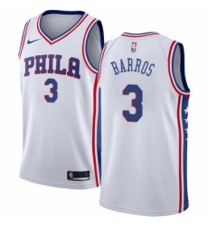 Womens Nike Philadelphia 76ers 3 Dana Barros Swingman White Home NBA Jersey Association Edition