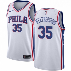 Womens Nike Philadelphia 76ers 35 Clarence Weatherspoon Swingman White Home NBA Jersey Association Edition 