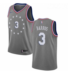 Youth Nike Philadelphia 76ers 3 Dana Barros Swingman Gray NBA Jersey City Edition